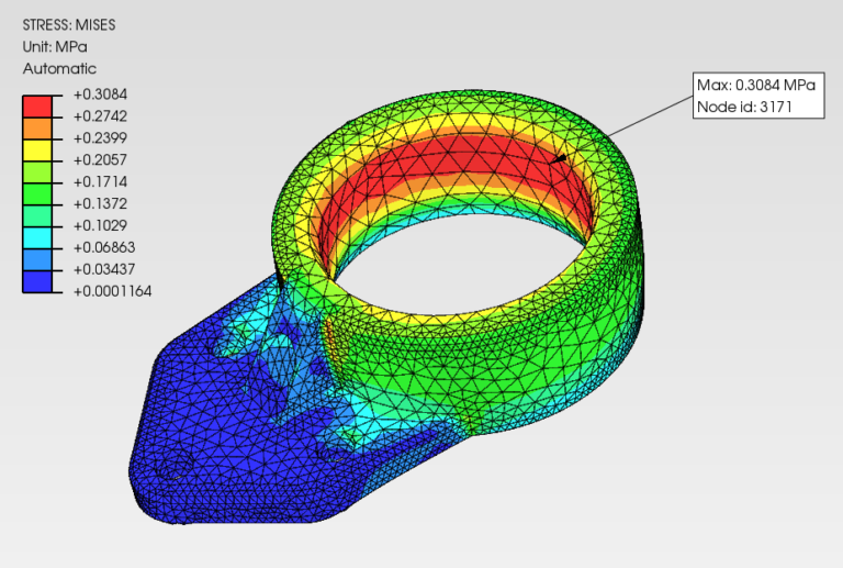 FEA stress analysis of a bracket